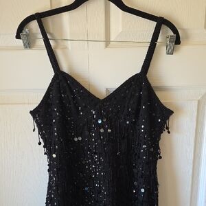 Elegant Black Sequin Midi Dress